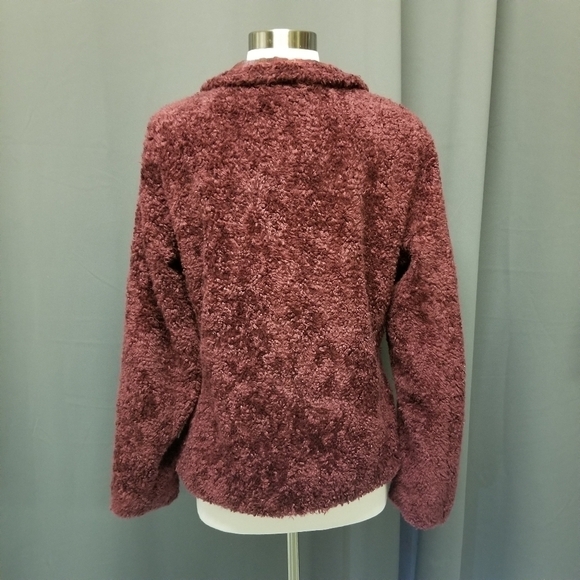Pendleton Cranberry Wine Cozy Soft Fuzzy Teddy Bear Zip Sweatshirt Small - Picture 4 of 8